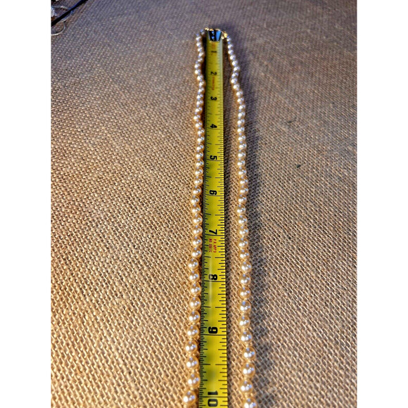 Strand (Broken) of Knotted Faux White Pearls with Gold tone Clasp--28 inches - Picture 8 of 10